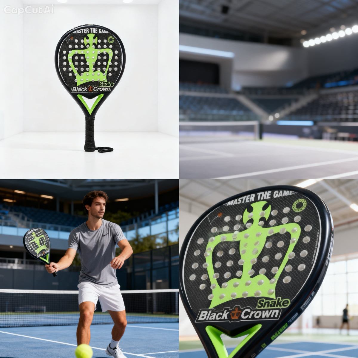 Black Crown Snake Padel-Schläger – Lime Green
